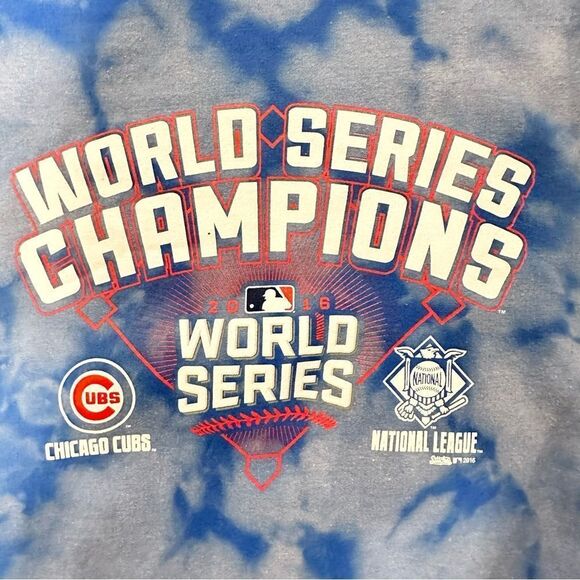 Chicago Cubs Hoodie Sweatshirt World Series 2016 Women Bleached Rhinestone Stars - Picture 8 of 9